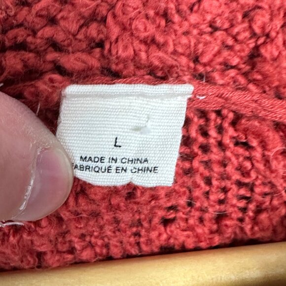 Anthropologie Moth Cable Knit Turtleneck Sweater Red Womens Size Large Long Boho - Picture 9 of 16